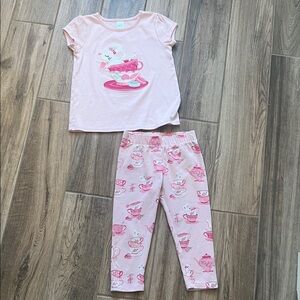 Gymboree Pink Teacup Mouse Capri Set Size 7/8 - Tea Party